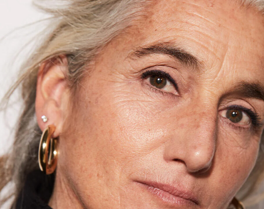 older woman wearing black eyeliner