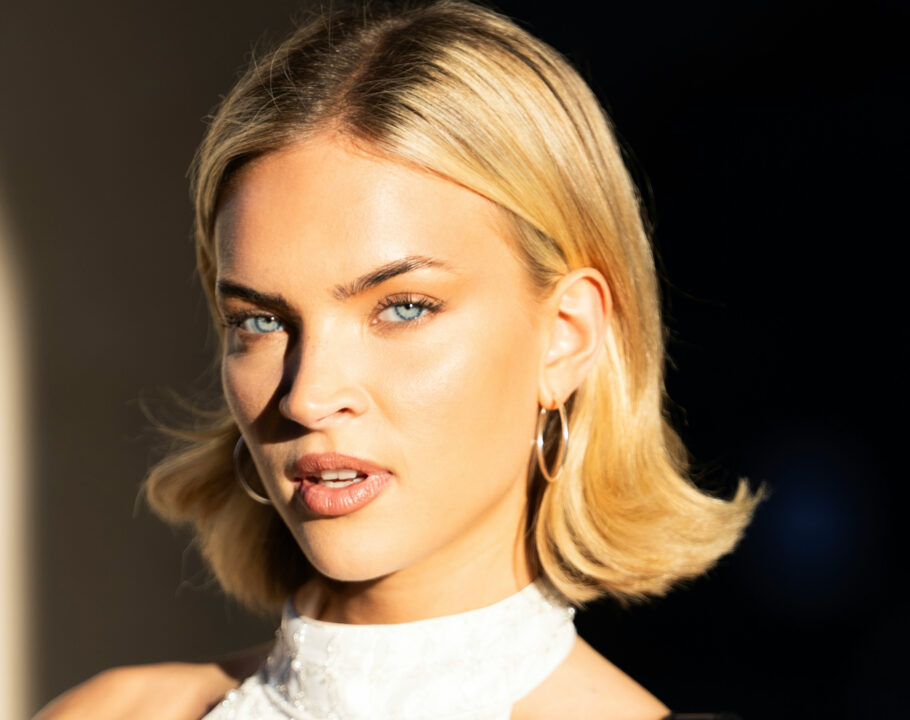 blonde woman in sunlight